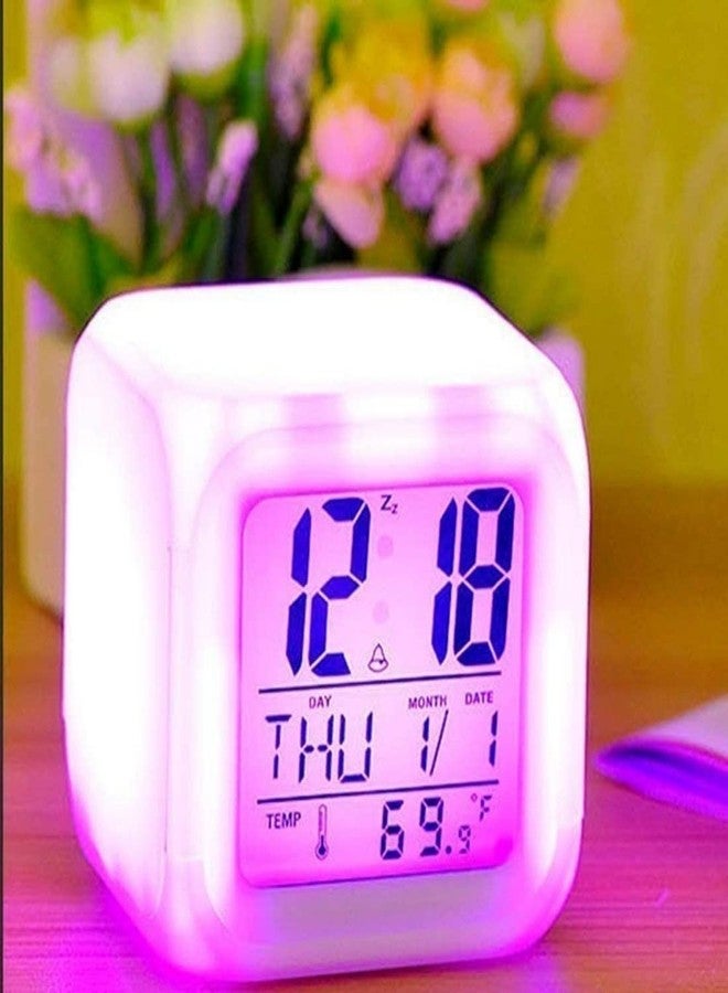KAPI ZONE Plastic 7 Color Changing Led Digital Alarm Clock with Date Time - Image 5